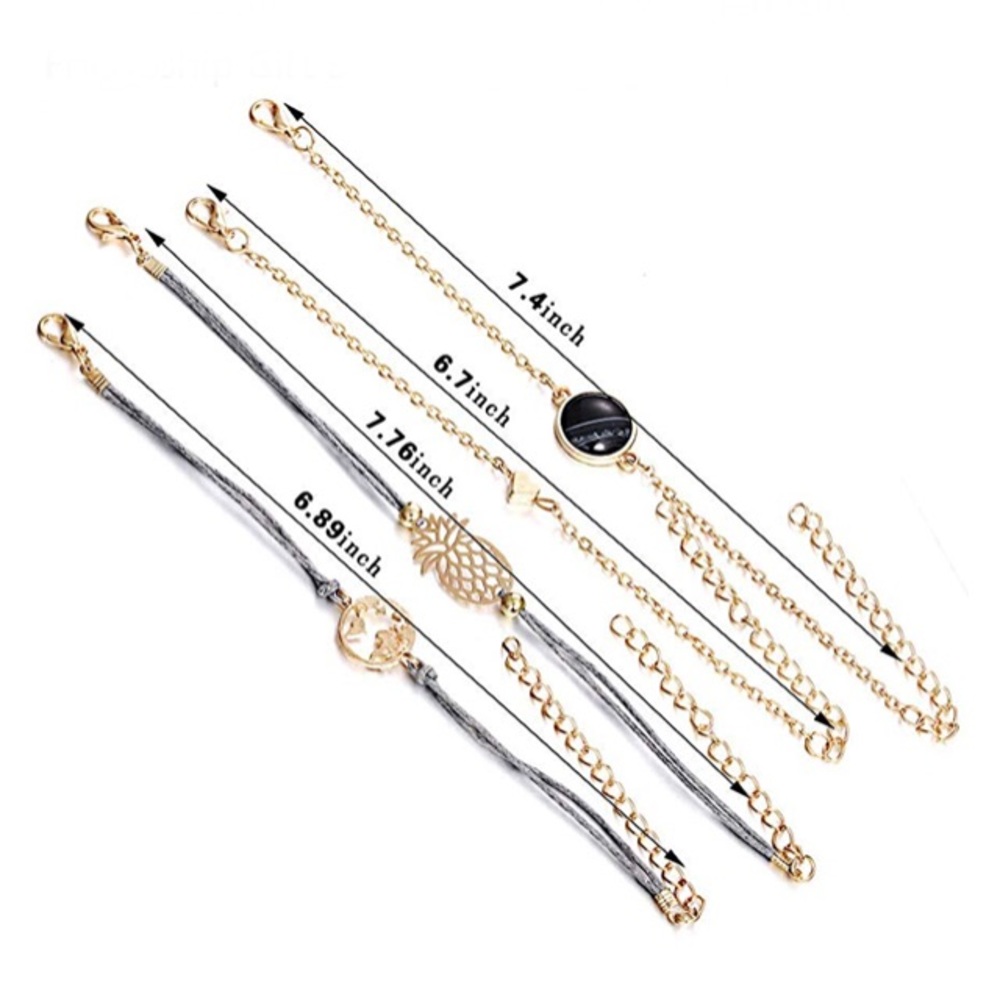 Turtle/World Map/Pineapple 5-Pc Bracelet Set - Picture 5 of 8